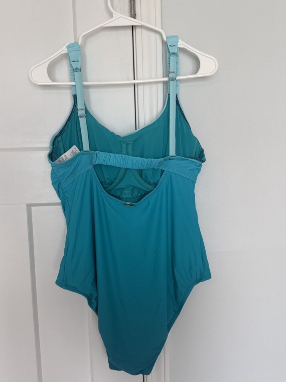 Jantzen Size 20 W Blue One Piece Freshwater Ombré Swimsuit Underwire Adjustable - Picture 7 of 11